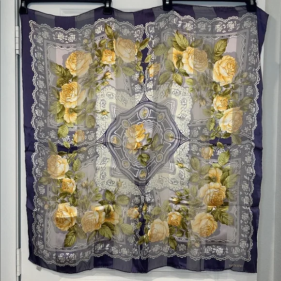 Vintage Valentino Silk Rose Scarf - Picture 1 of 8